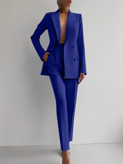 Vivienne Stormcroft | Red Double-Breasted Blazer & Slim Pants Suit Set
