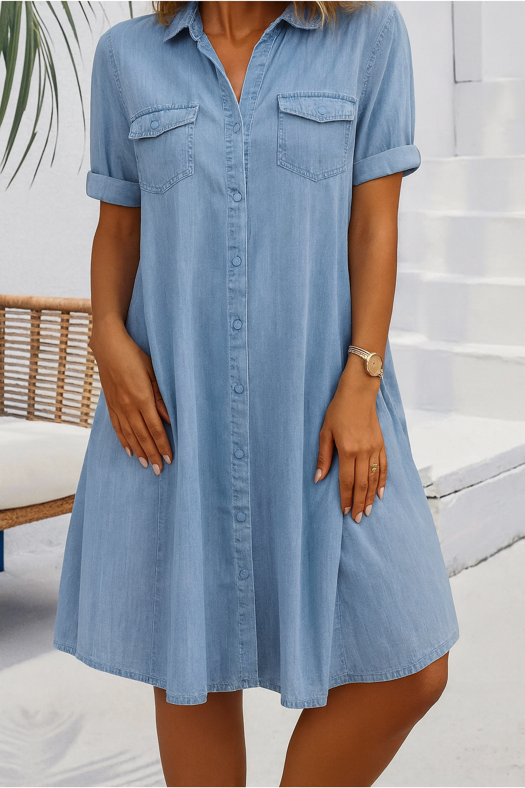 Rosalinde Beauchêne | Lightweight Denim-Look Shirt Dress