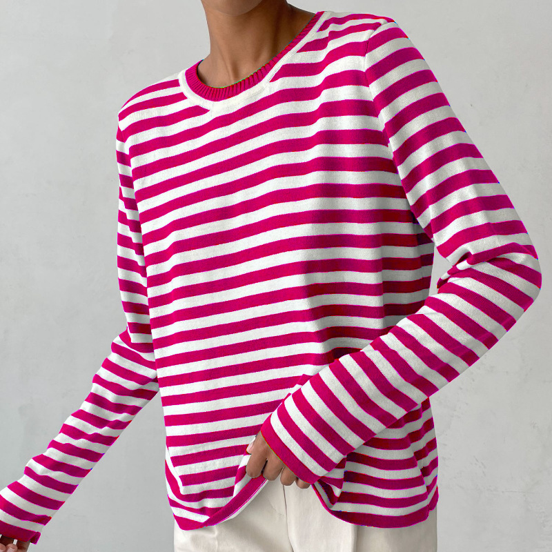 Céleste Ravenhill | Navy & White Striped Long-Sleeve Knit Top