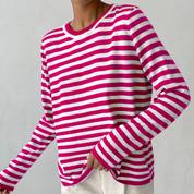 Céleste Ravenhill | Navy & White Striped Long-Sleeve Knit Top