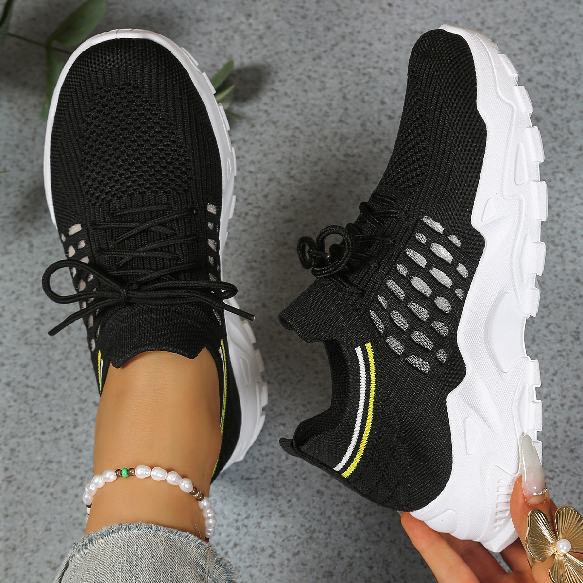 Penelope Ashcroft | Beige Mesh Platform Chunky Sneakers