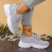 Penelope Ashcroft | Beige Mesh Platform Chunky Sneakers