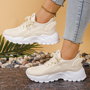 Penelope Ashcroft | Beige Mesh Platform Chunky Sneakers