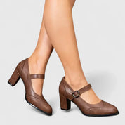Colette Favreau | Black Mary Jane Block Heel Pumps