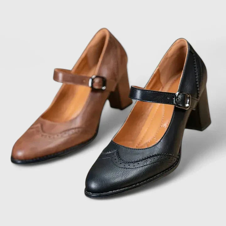 Colette Favreau | Black Mary Jane Block Heel Pumps
