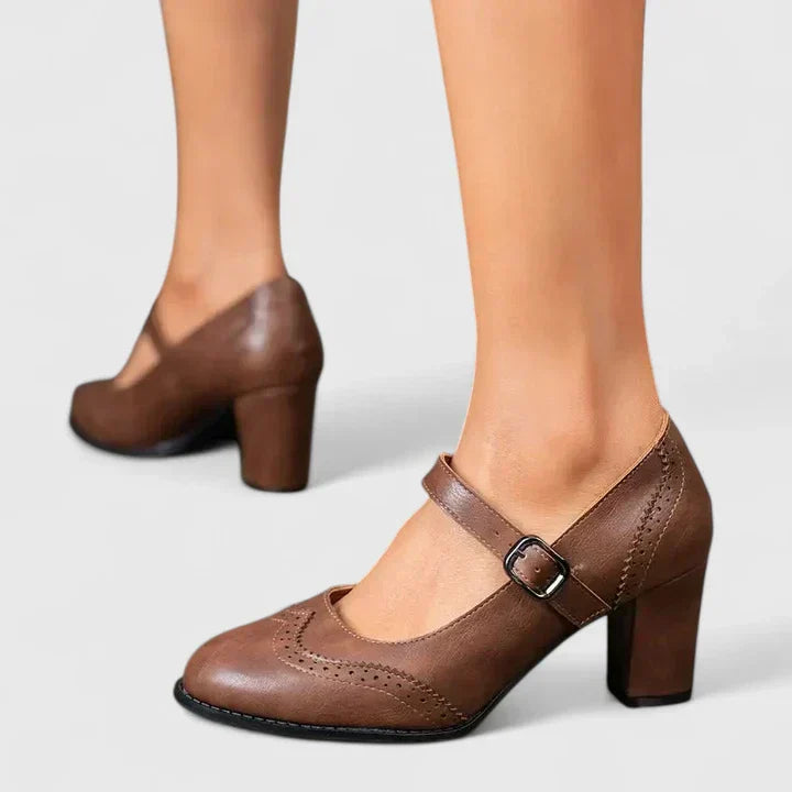 Colette Favreau | Black Mary Jane Block Heel Pumps