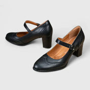 Colette Favreau | Black Mary Jane Block Heel Pumps