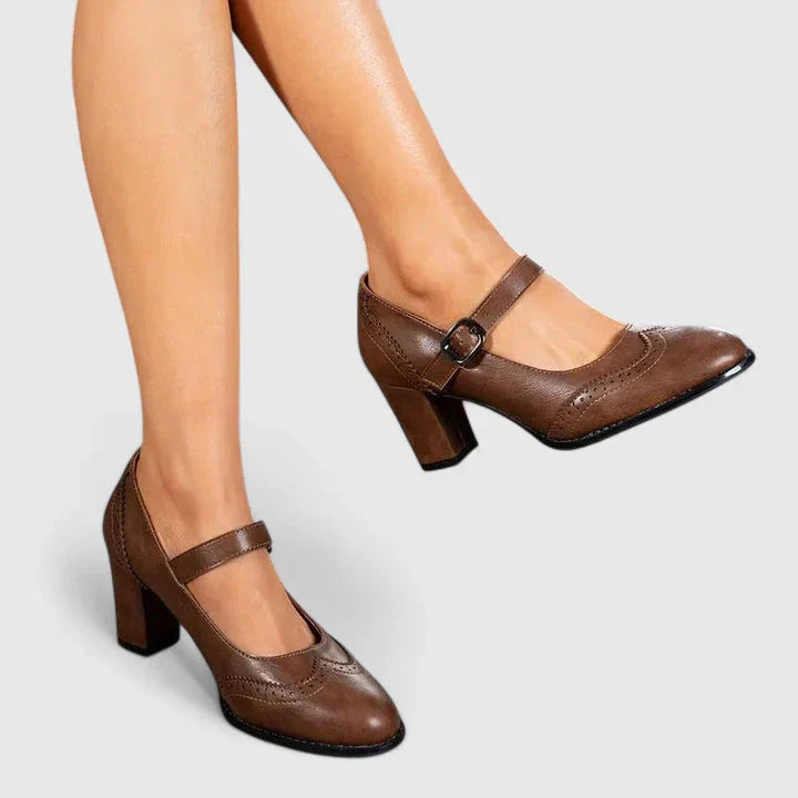 Colette Favreau | Black Mary Jane Block Heel Pumps