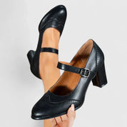 Colette Favreau | Black Mary Jane Block Heel Pumps