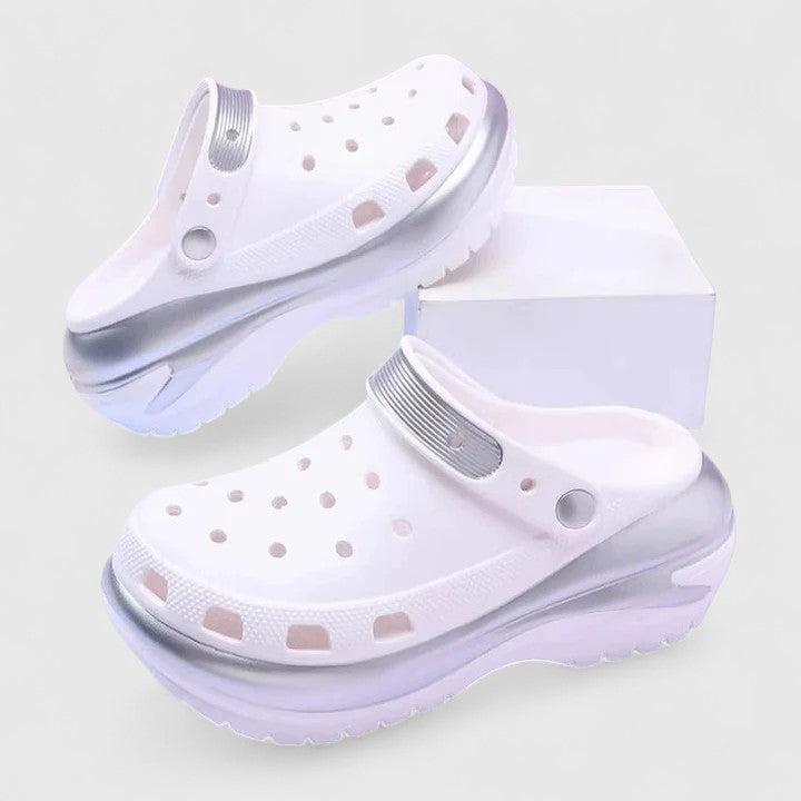 Séraphine Lacombe | Platform Clog Sandals in Rose Gold & Cream
