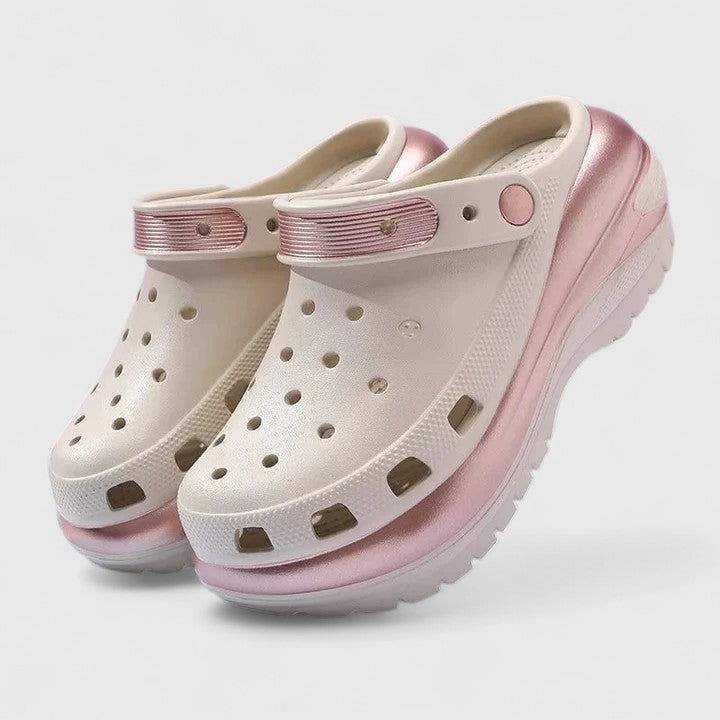 Séraphine Lacombe | Platform Clog Sandals in Rose Gold & Cream