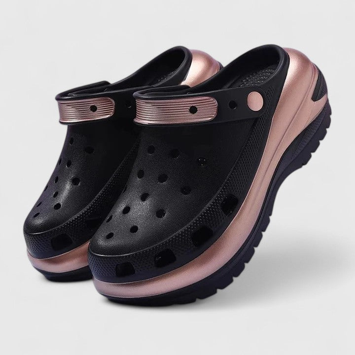Séraphine Lacombe | Platform Clog Sandals in Rose Gold & Cream