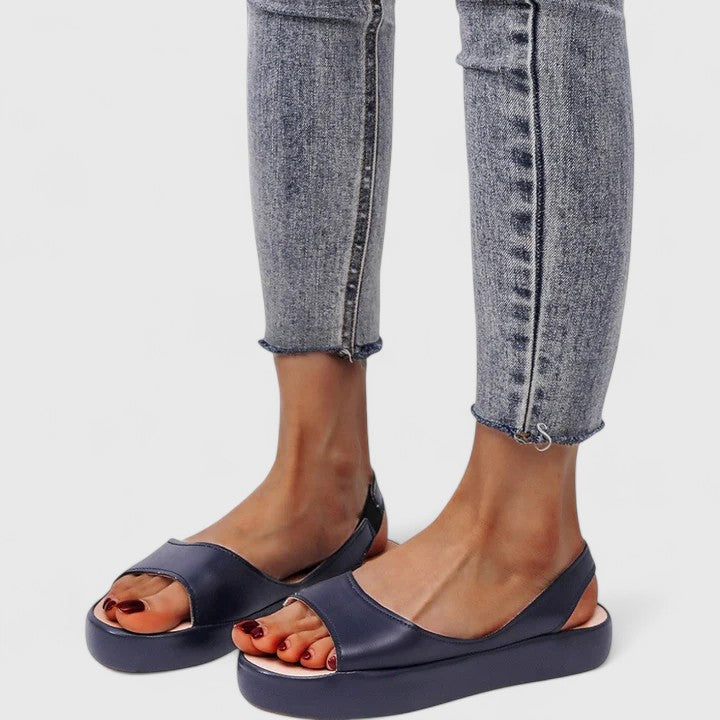 Seraphelle Duchêne | Yellow Open Toe Platform Wedge Slingback Sandals