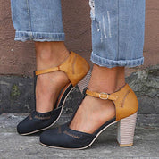 Vivienne Hartcourt | Two-Tone Orthopedic Block Heel Pumps