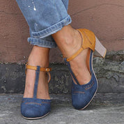 Vivienne Hartcourt | Two-Tone Orthopedic Block Heel Pumps