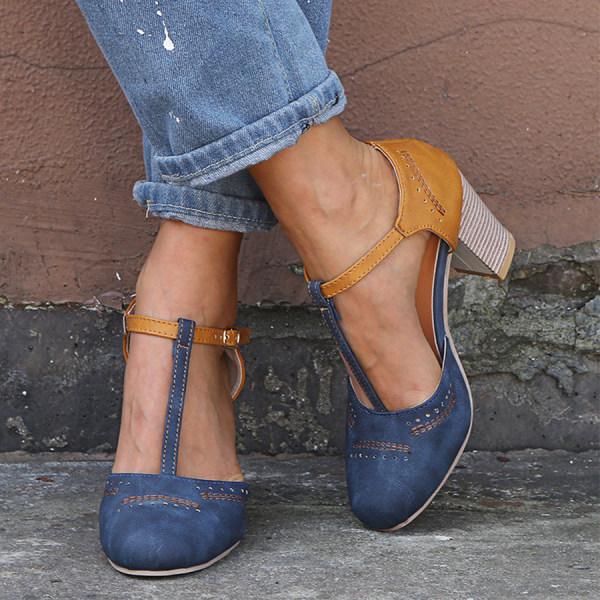 Vivienne Hartcourt | Two-Tone Orthopedic Block Heel Pumps