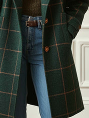 Sylviane Beaumont-Lacroix | Green Plaid Wool-Blend Lapel Overcoat