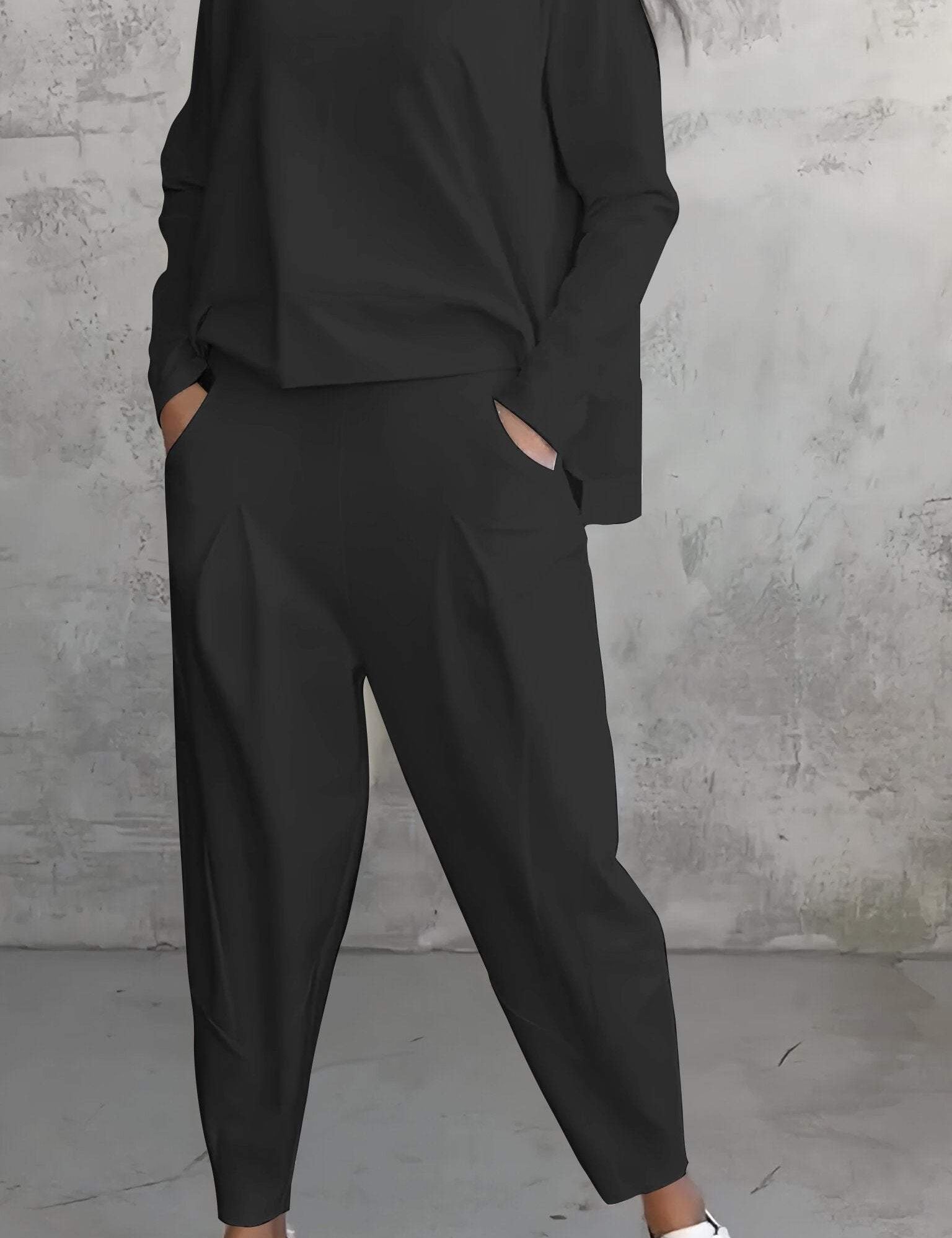 Elaine Beauvoisin | Cream Two-Piece Lounge Set Long Sleeve Top & Pants