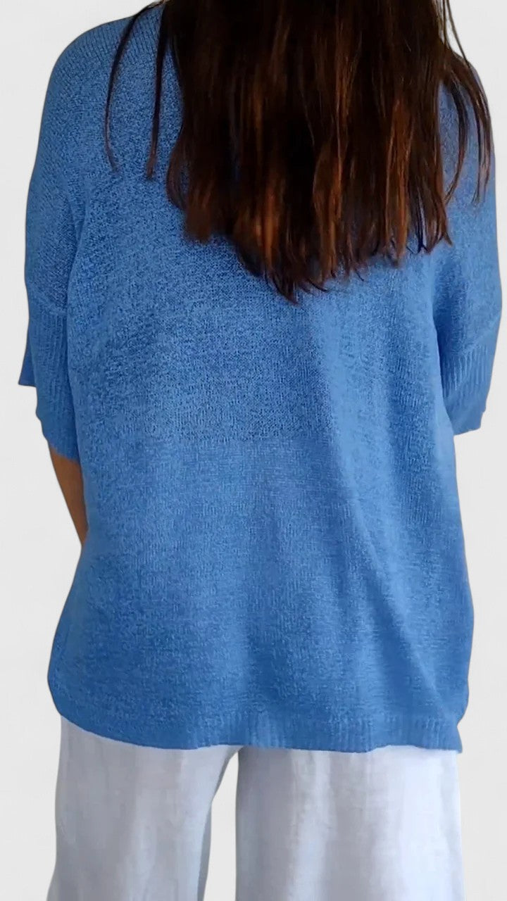 Nicolette Ashbourne | Sage Green V-Neck Knit Sweater Top