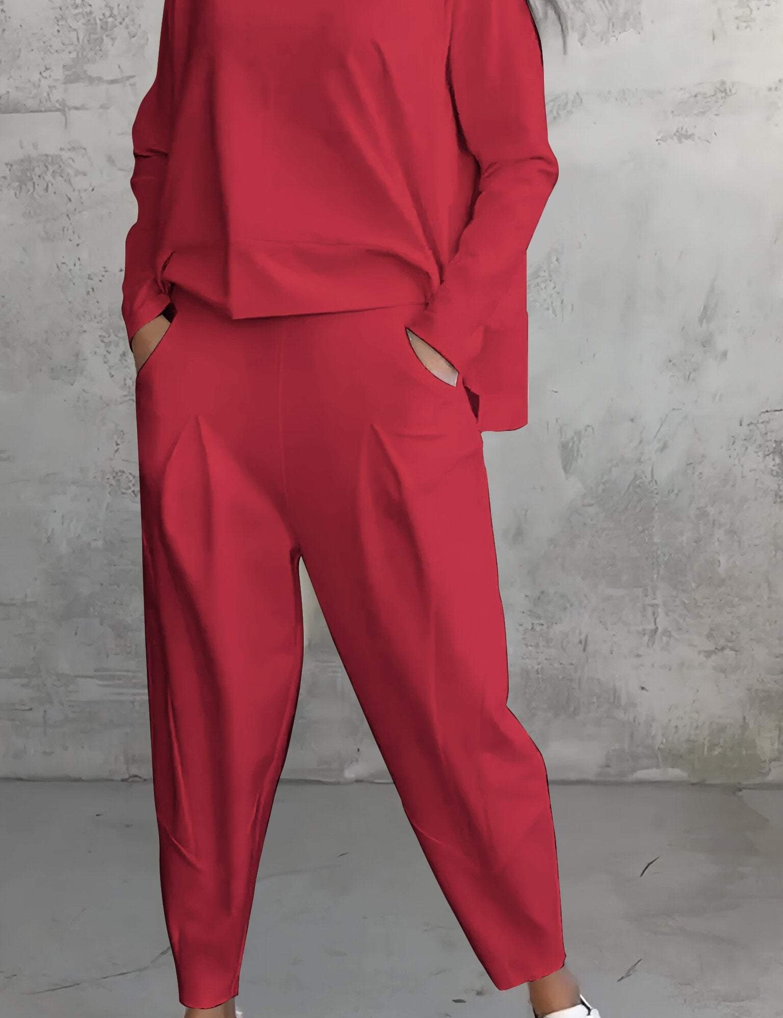 Elaine Beauvoisin | Cream Two-Piece Lounge Set Long Sleeve Top & Pants