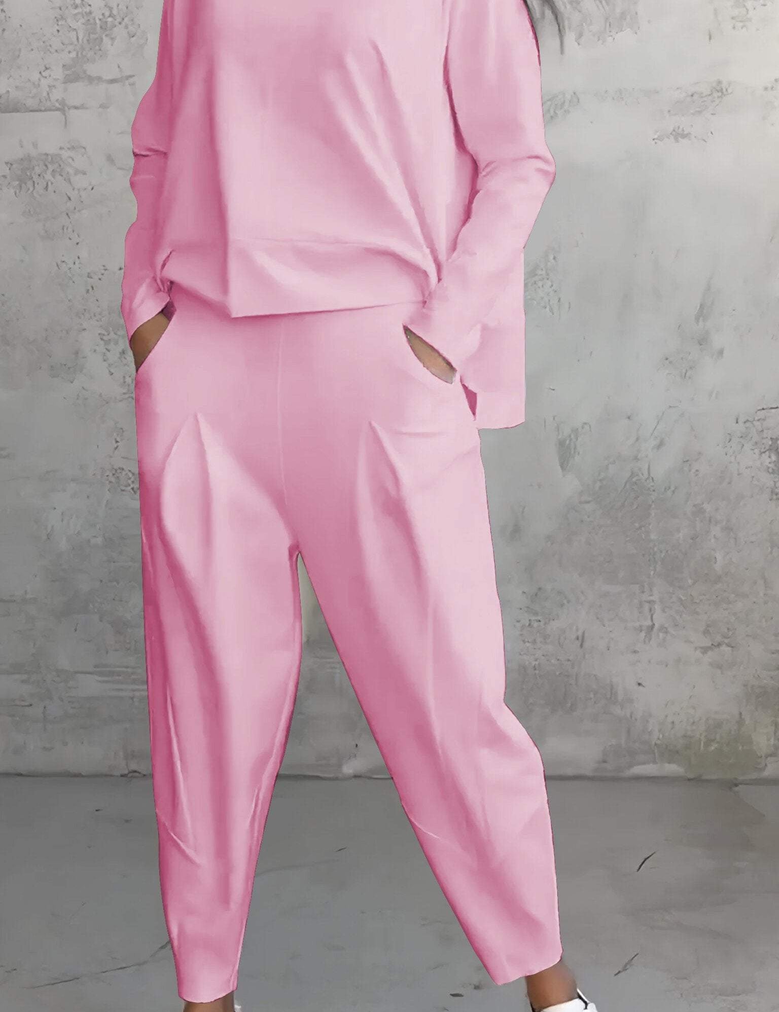 Elaine Beauvoisin | Cream Two-Piece Lounge Set Long Sleeve Top & Pants