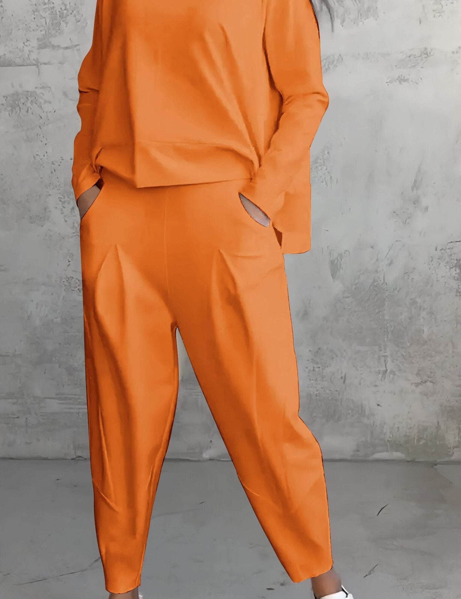 Elaine Beauvoisin | Cream Two-Piece Lounge Set Long Sleeve Top & Pants