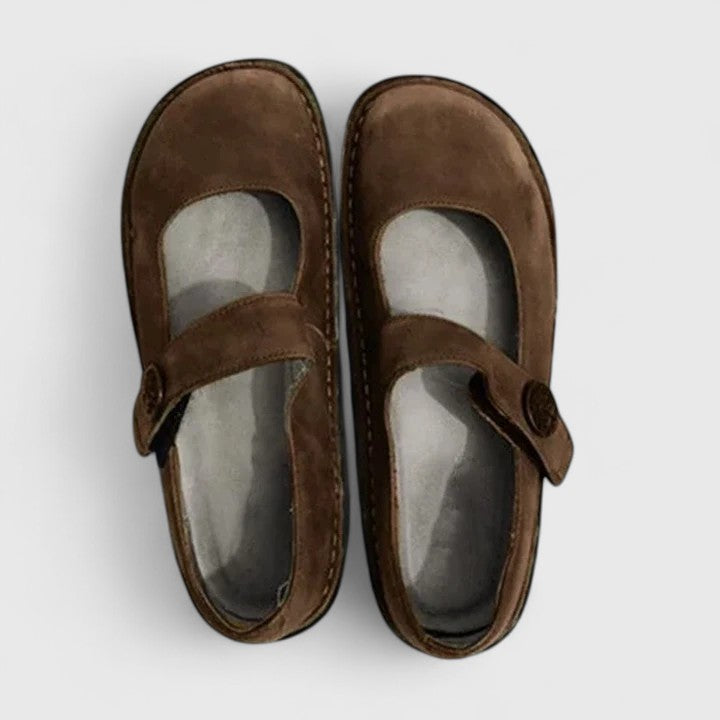 Odette Wyndbourne | Green Leather Mary Jane Orthopedic Flats