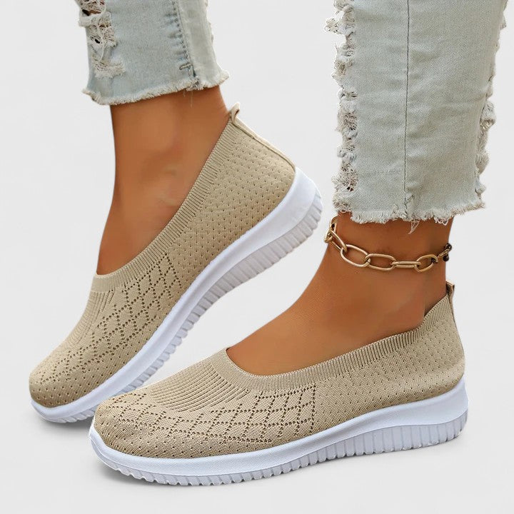Clotilde Faversham | Purple Knit Slip-On Flat Sneakers