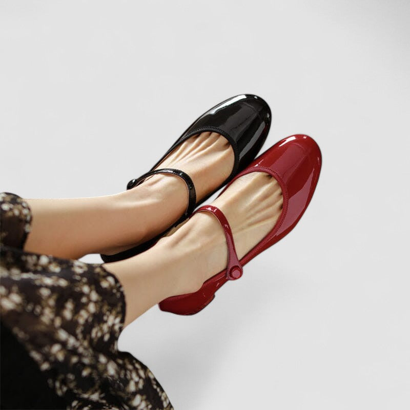 Celestine Fairfax | Black Patent Mary Jane Block Heel