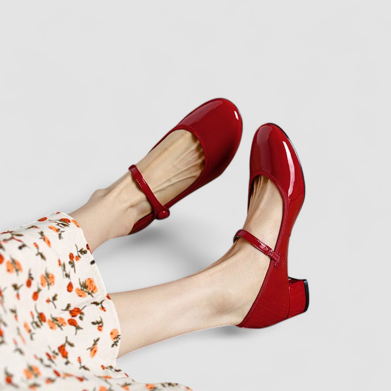 Celestine Fairfax | Black Patent Mary Jane Block Heel