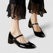 Celestine Fairfax | Black Patent Mary Jane Block Heel