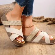 Félicité Dunmore | Brown Cross-Strap Platform Sandals