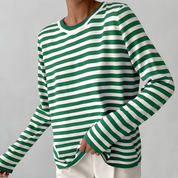 Céleste Ravenhill | Navy & White Striped Long-Sleeve Knit Top