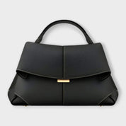 Valentina Rossetti | Black Structured Top Handle Handbag with Gold Hardware