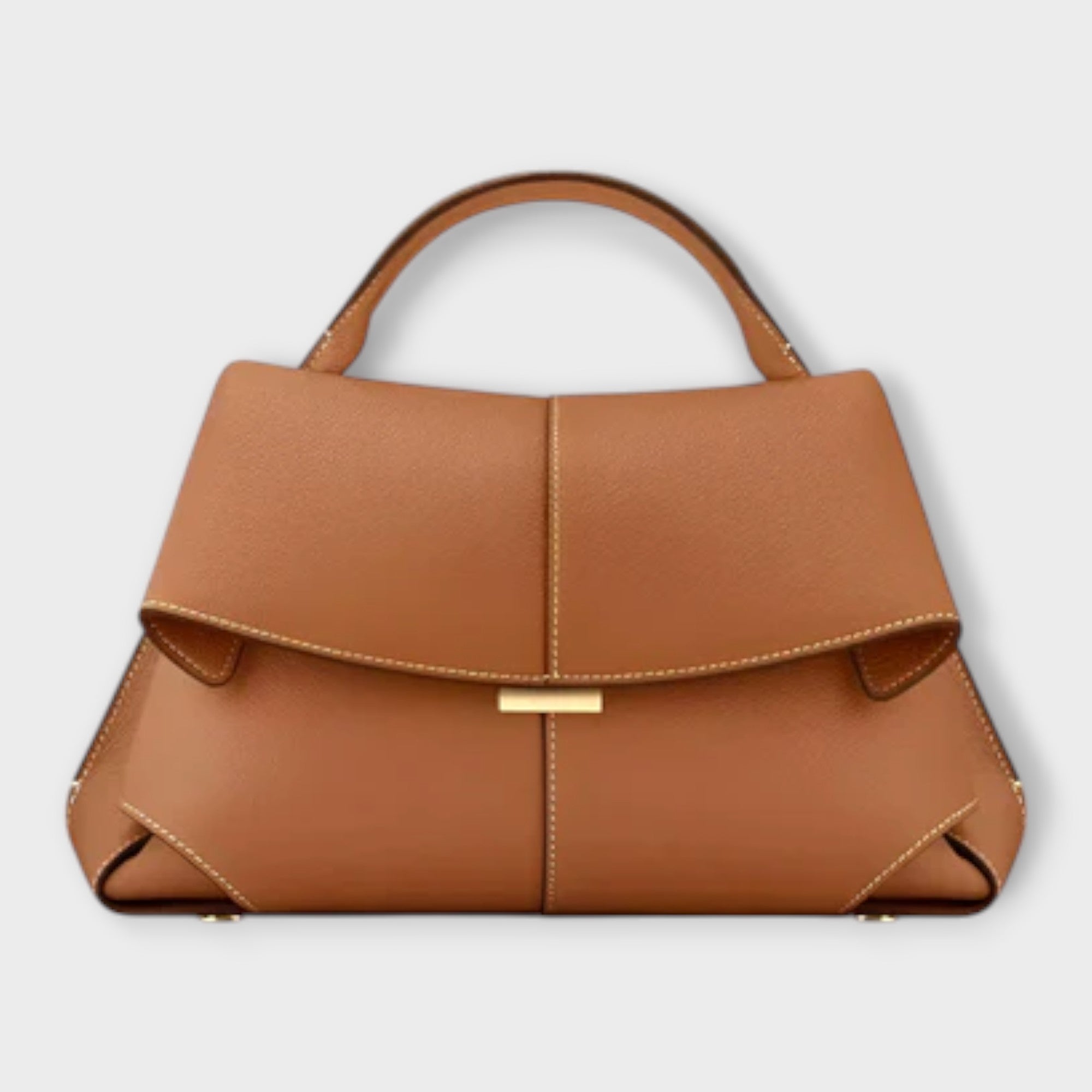 Valentina Rossetti | Black Structured Top Handle Handbag with Gold Hardware