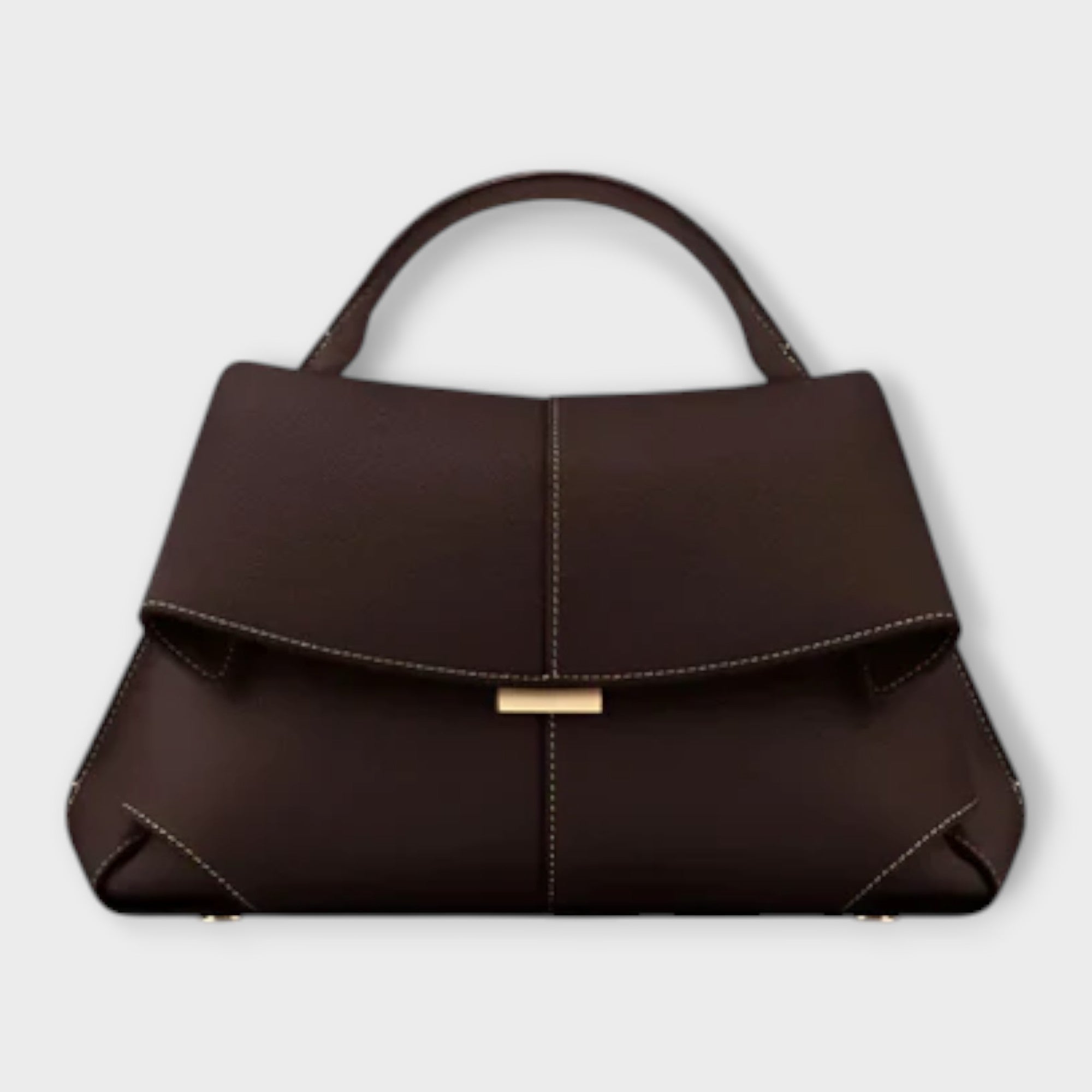 Valentina Rossetti | Black Structured Top Handle Handbag with Gold Hardware