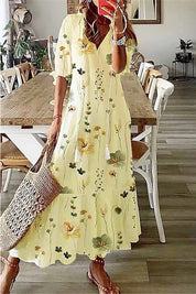 Céline Wyndvale | White Floral Print V-Neck Tassel Maxi Dress
