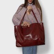Eloise Marchetti | Black Faux Leather Oversized Tote Bag
