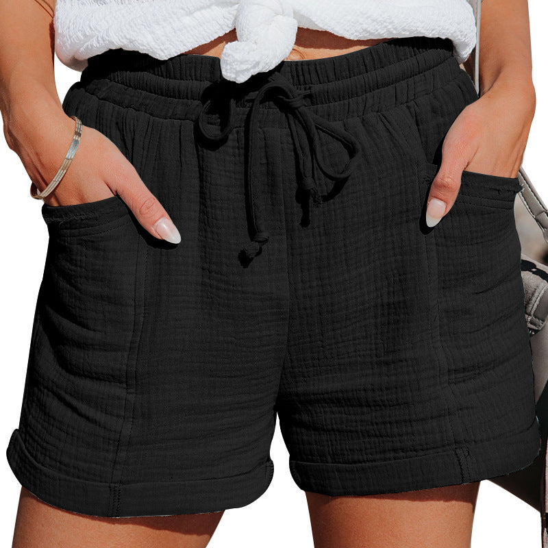 Lisette Fontenoire | Pink Cotton Gauze Drawstring Shorts