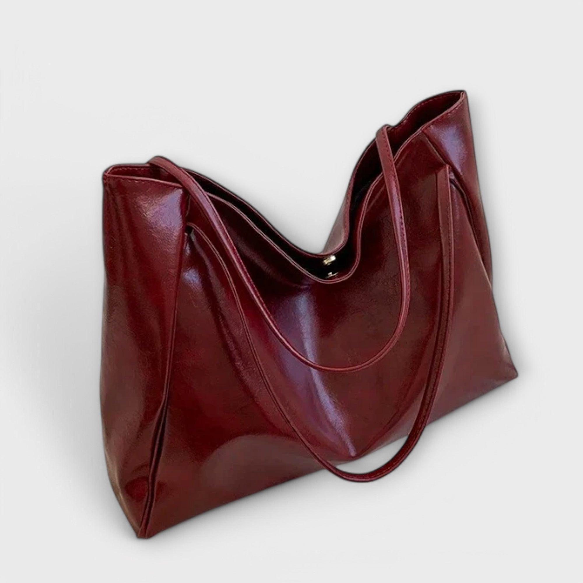 Eloise Marchetti | Black Faux Leather Oversized Tote Bag