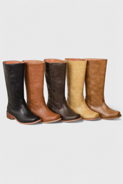 Beatrice Langford | Tan Leather Knee-High Western Boots