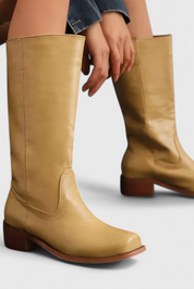 Beatrice Langford | Tan Leather Knee-High Western Boots