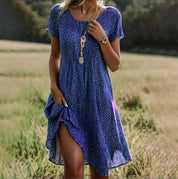 Colette Fairbourne | Boho Floral Print Short Sleeve Midi Dress