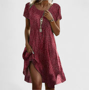 Delphine Saintclair | Blue Star Print Short Sleeve Midi Dress