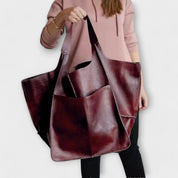 Cordelia Ashworth | Spacious Black Faux Leather Tote Bag