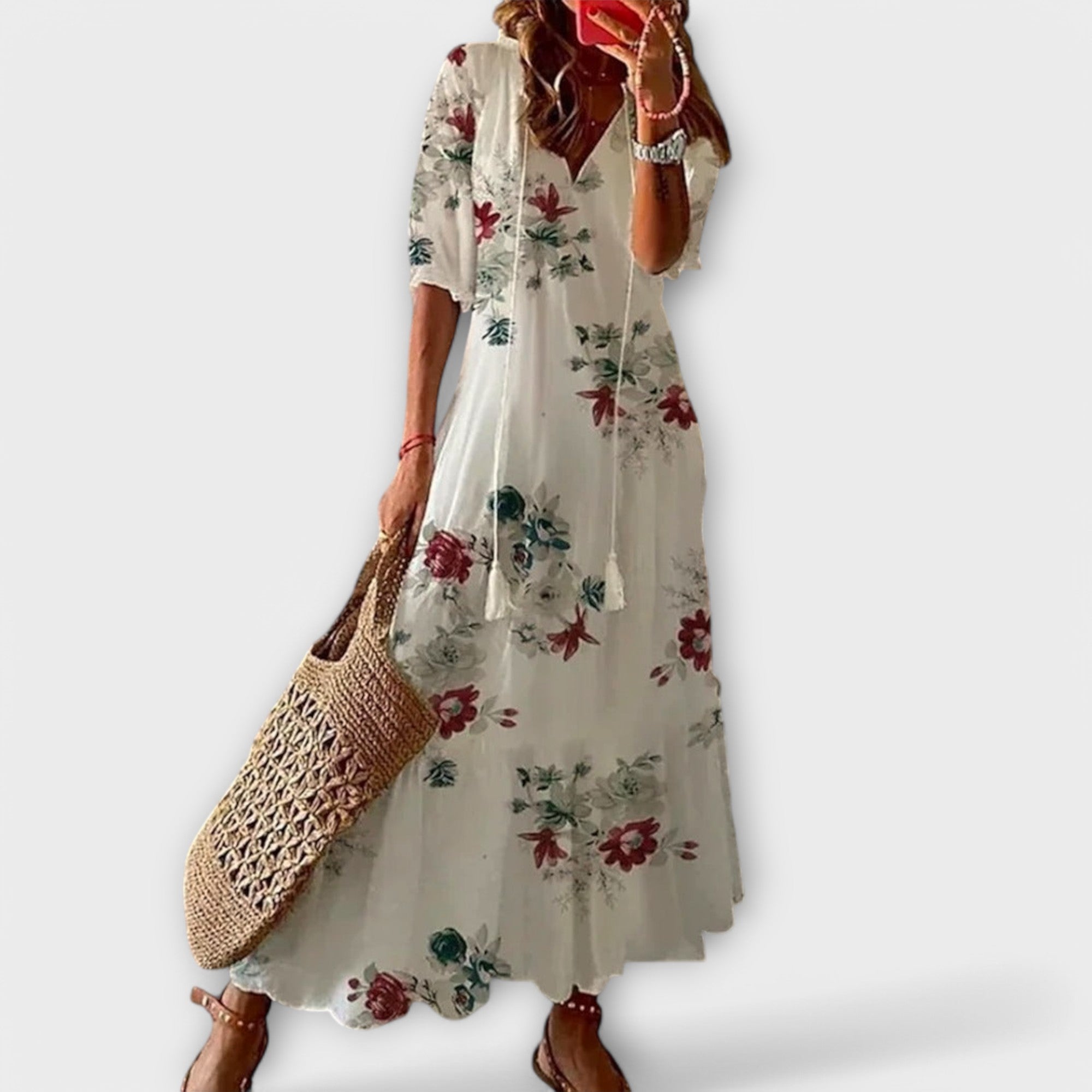 Mireille Fonscourt | Blue Ikat Print Boho Maxi Dress