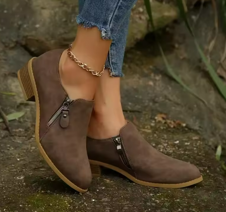 Thérèse Beaumont | Orthopedic Zip-Up Suede Ankle Boots