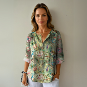 Francine Westerbrook | Floral Print V-Neck Blouse with 3/4 Sleeves