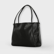 Eloise Marchetti | Black Faux Leather Oversized Tote Bag