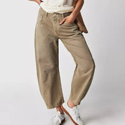 Christelle Vanbrough | High-Rise Barrel Leg Jeans in Light Acid-Wash Denim